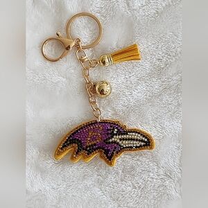 Baltimore Ravens Gold and Purple Keychain Bag Charm